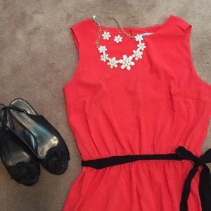Coral Color Block Dress